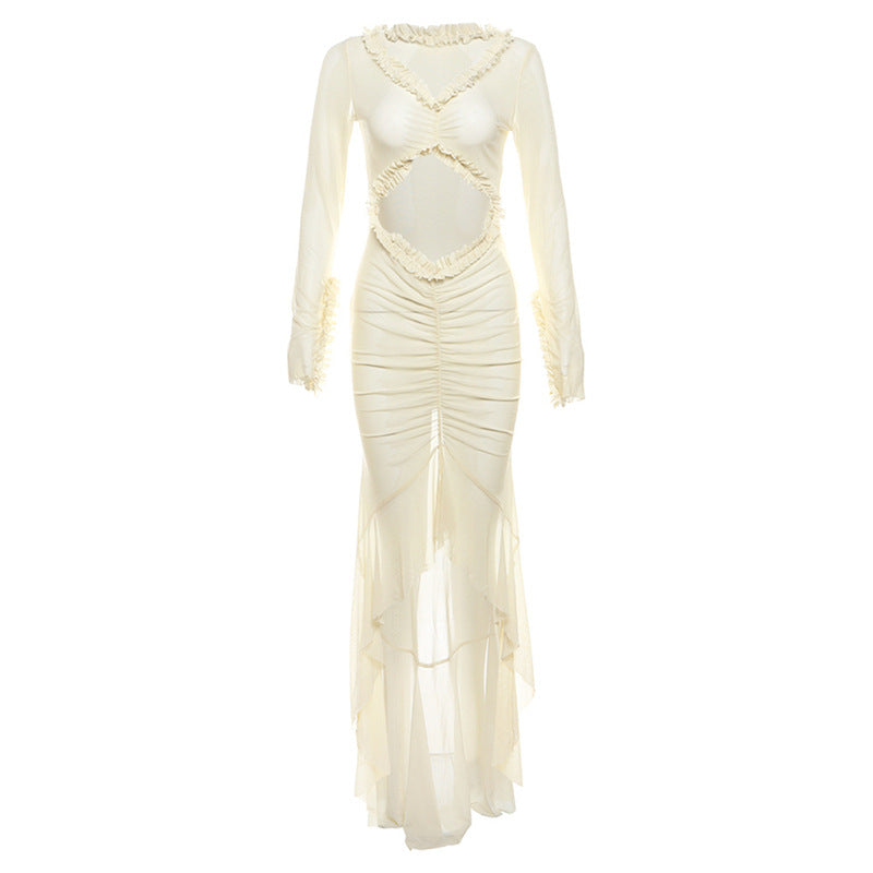 maxi dress with stomach cut out Lanah Cut Out Maxi Dress
