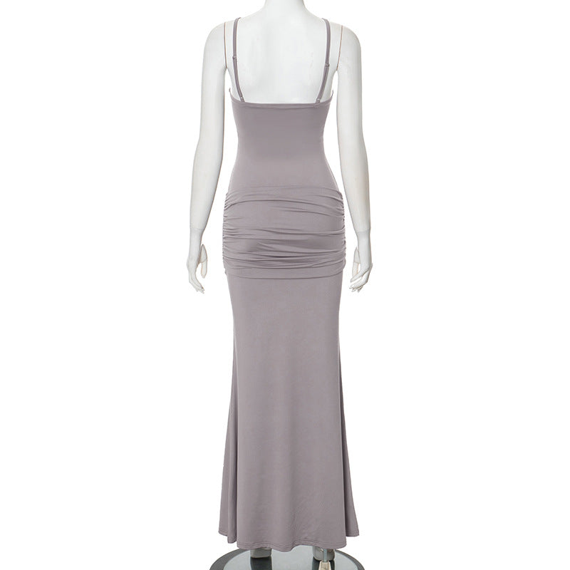 Spaghetti Strap Ruched Maxi Dress