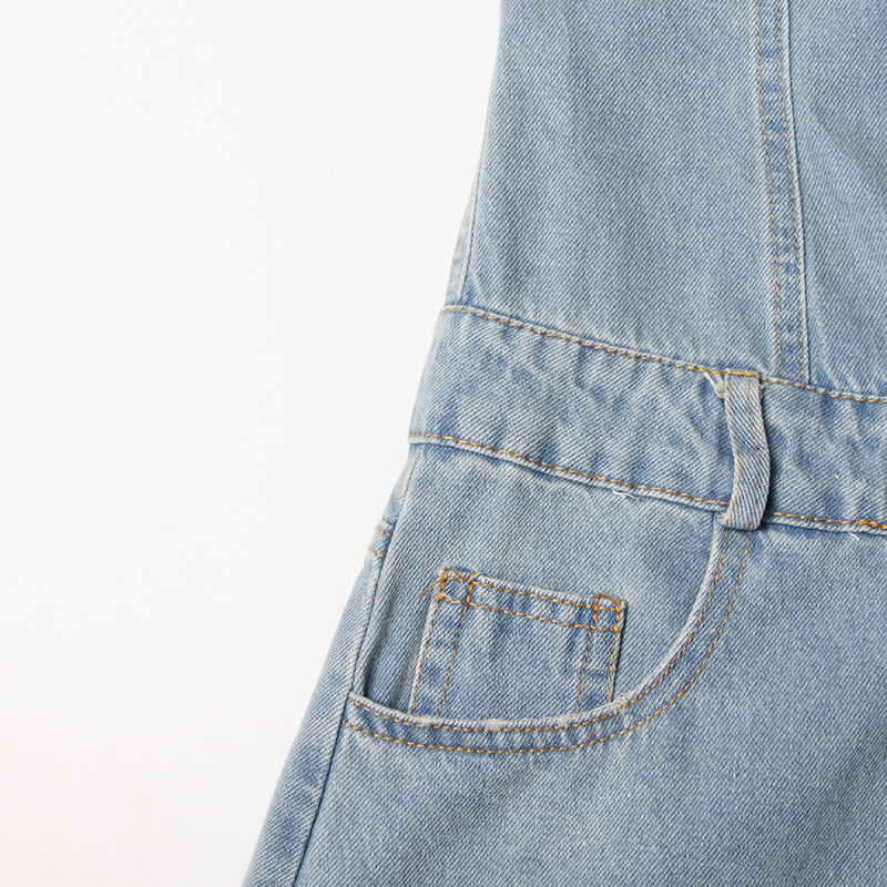 Strapless Denim Button Up Jumpsuit