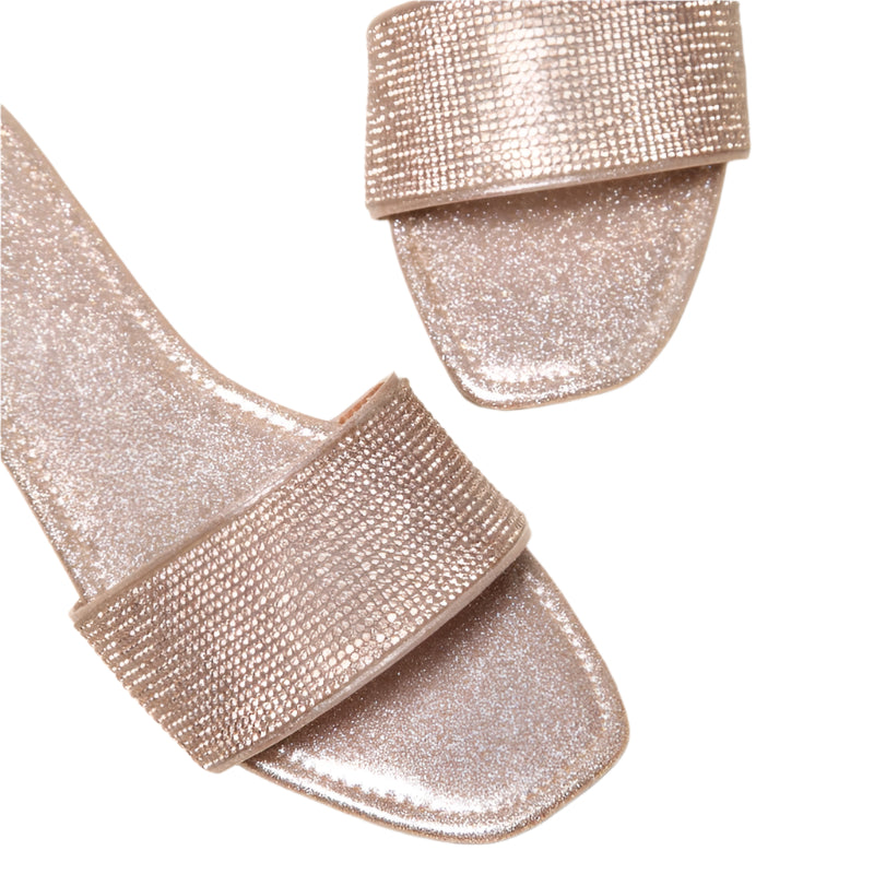 Rhinestone Open Toe Flat Sandals