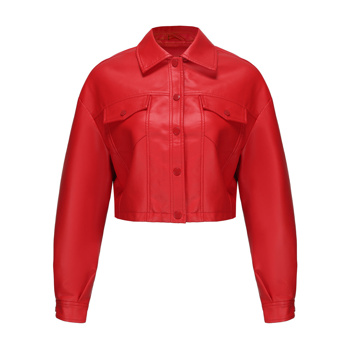 Faux Leather Cropped Jacket