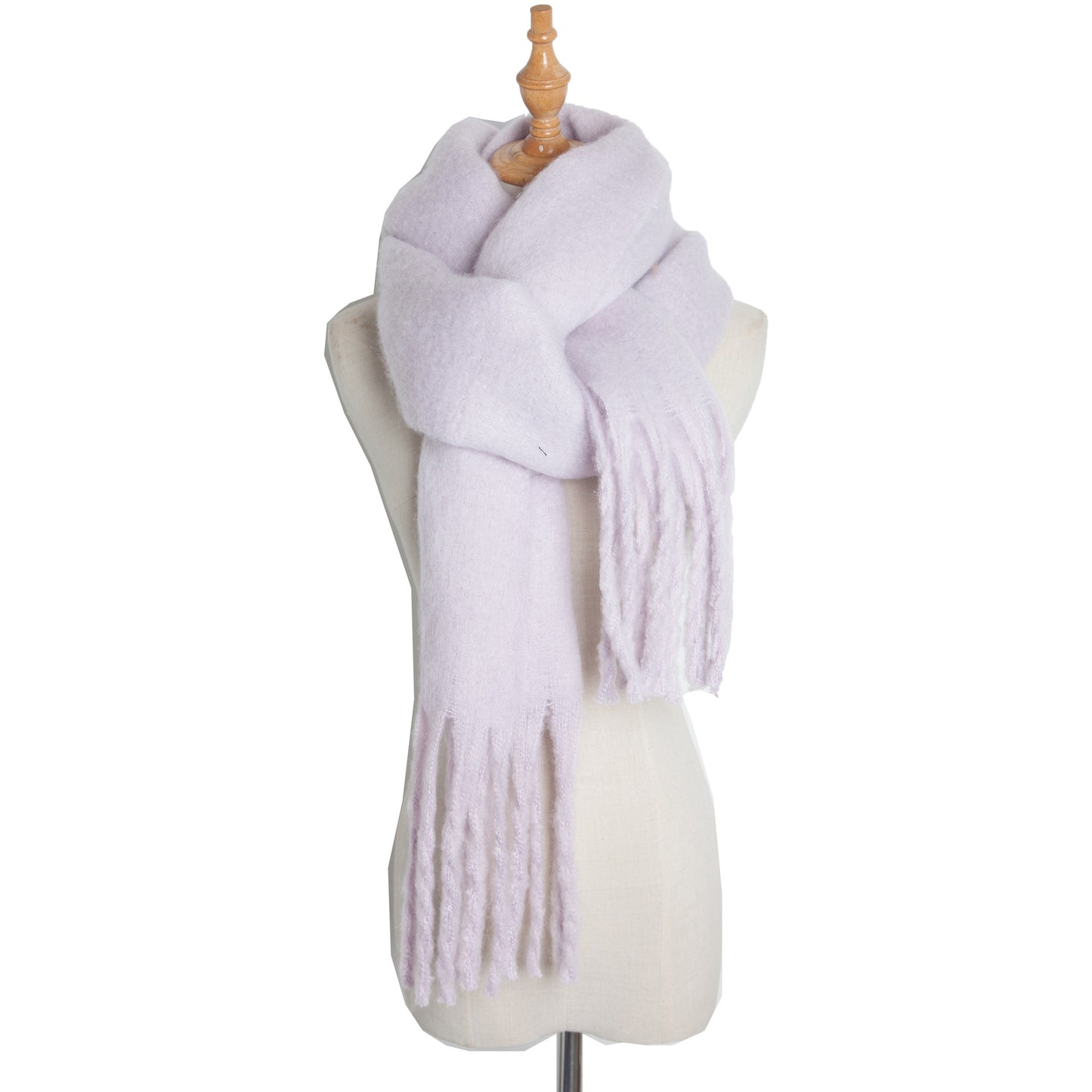 Fringe Trim Wide Knit Scarf