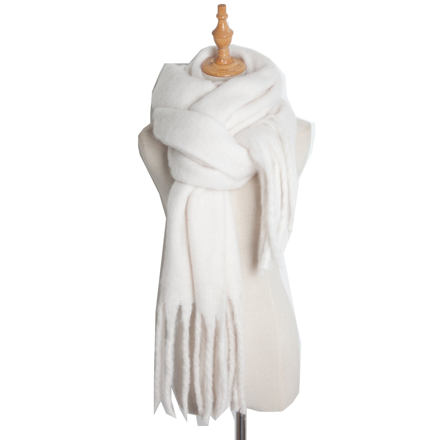 Fringe Trim Wide Knit Scarf