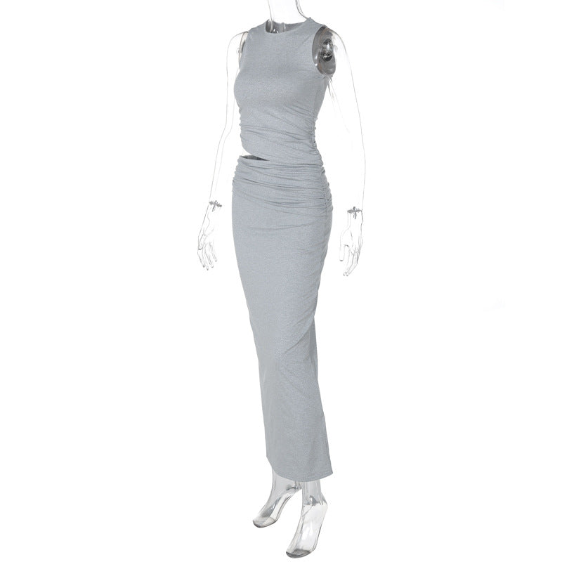 Asymmetric Tank Top and Maxi Skirt Set