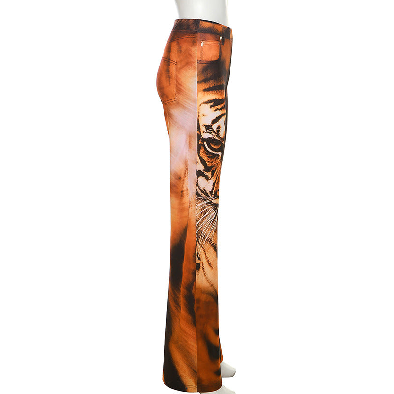 Tiger Printed High Rise Flares