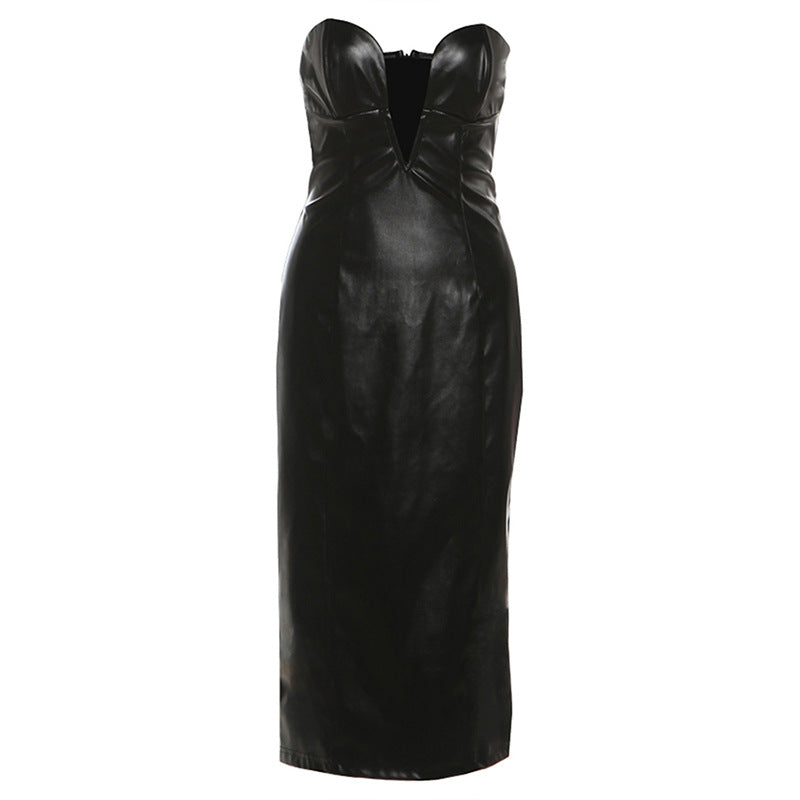 Vuse Clear Pods Akira Oh Hot Damn Faux Leather Midi Dress in Purple  Amazon.com: Fahsyee Bodycon Faux Leather Dress - Black Strapless Dresses  for Women Summer with Sexy Tube Top Midi Length