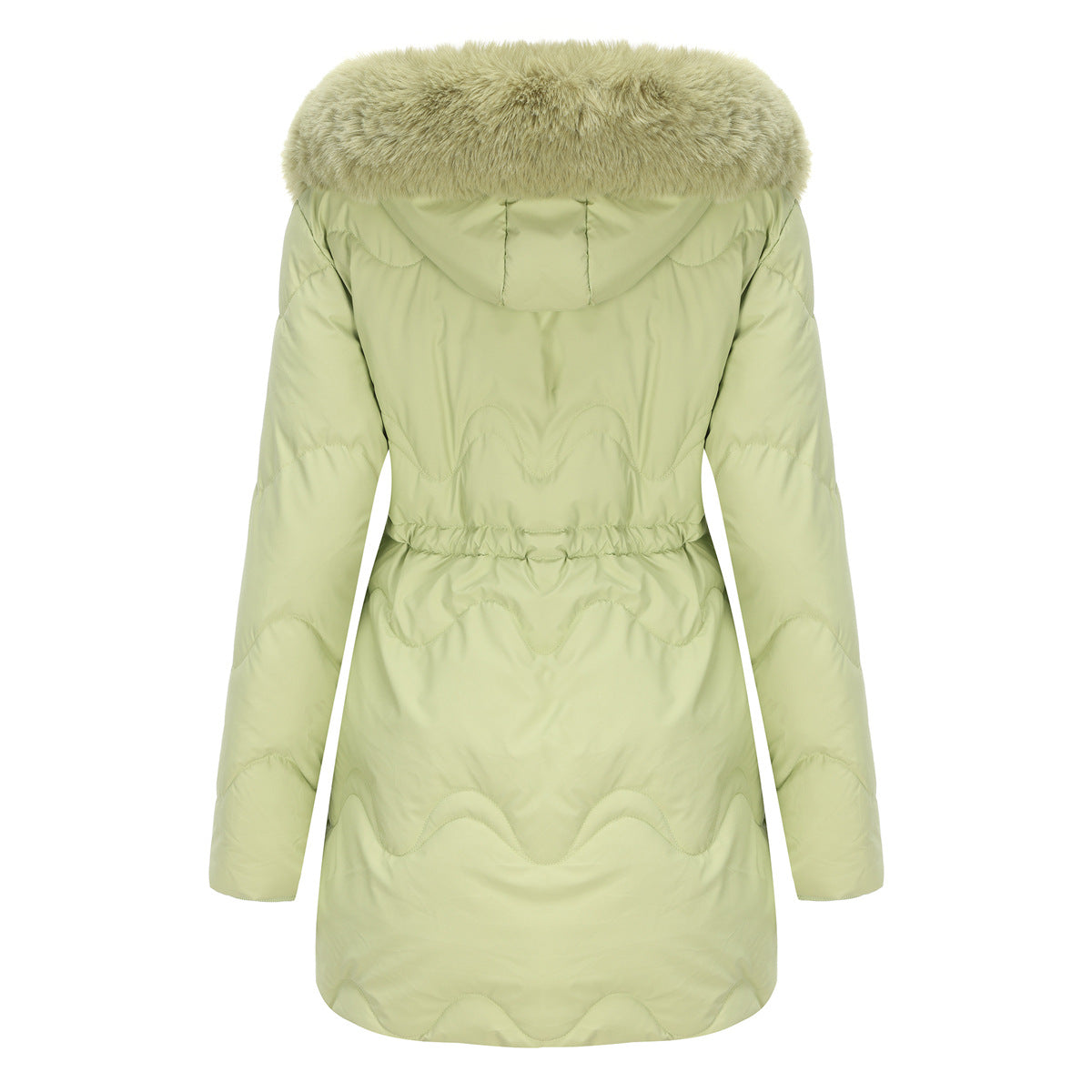 Mid Length Fur Trim Hood Coat