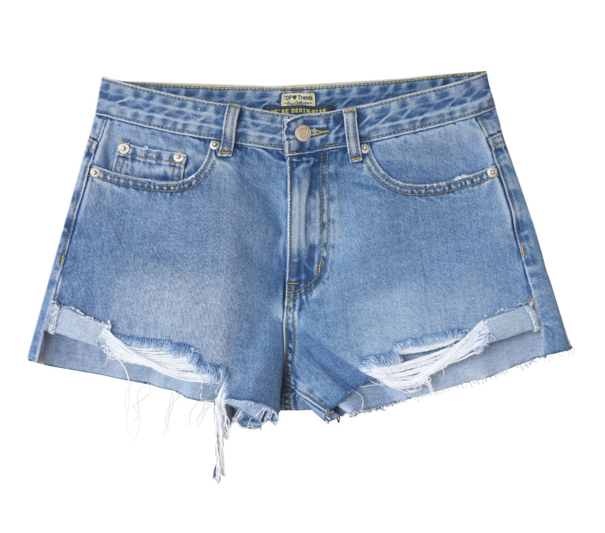 High Waist Light Wash Denim Shorts