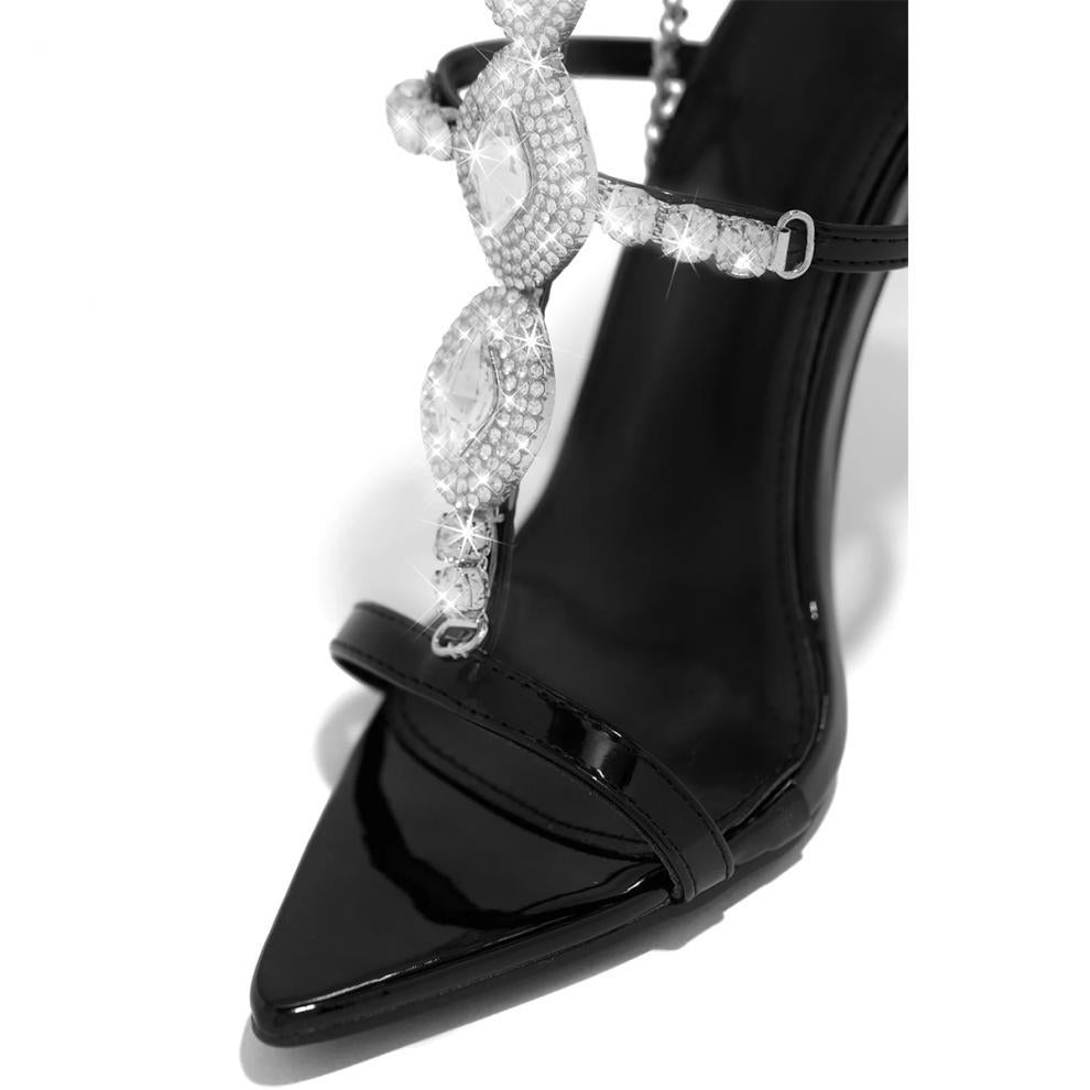 Rhinestone Gem Open Toe High Heels