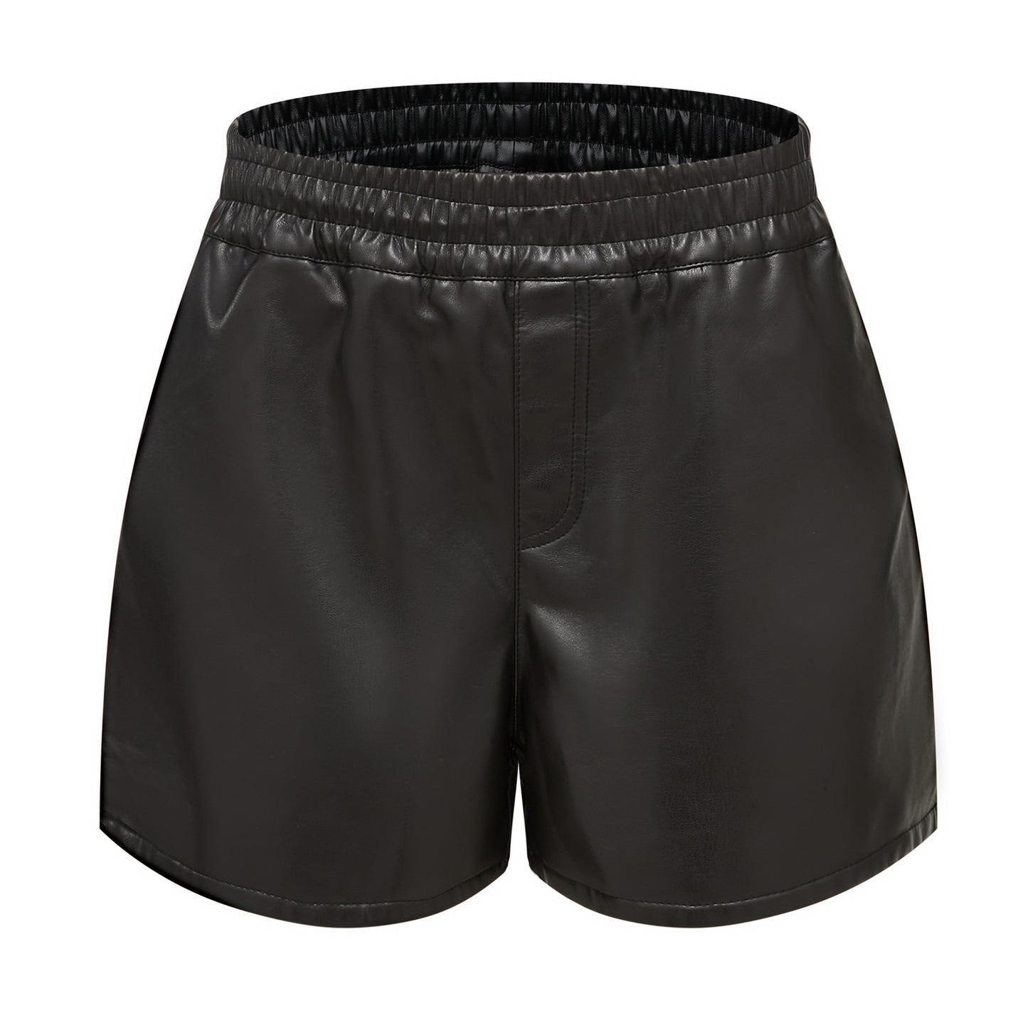 Elastic Waistband Faux Leather Shorts