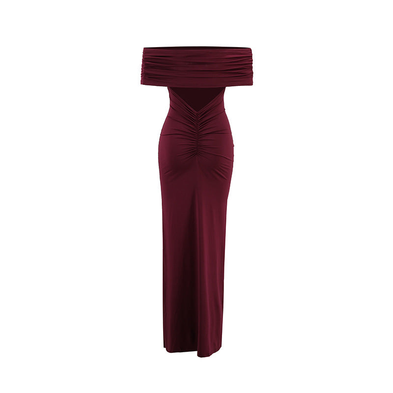 Off Shoulder Open Back Maxi Dress