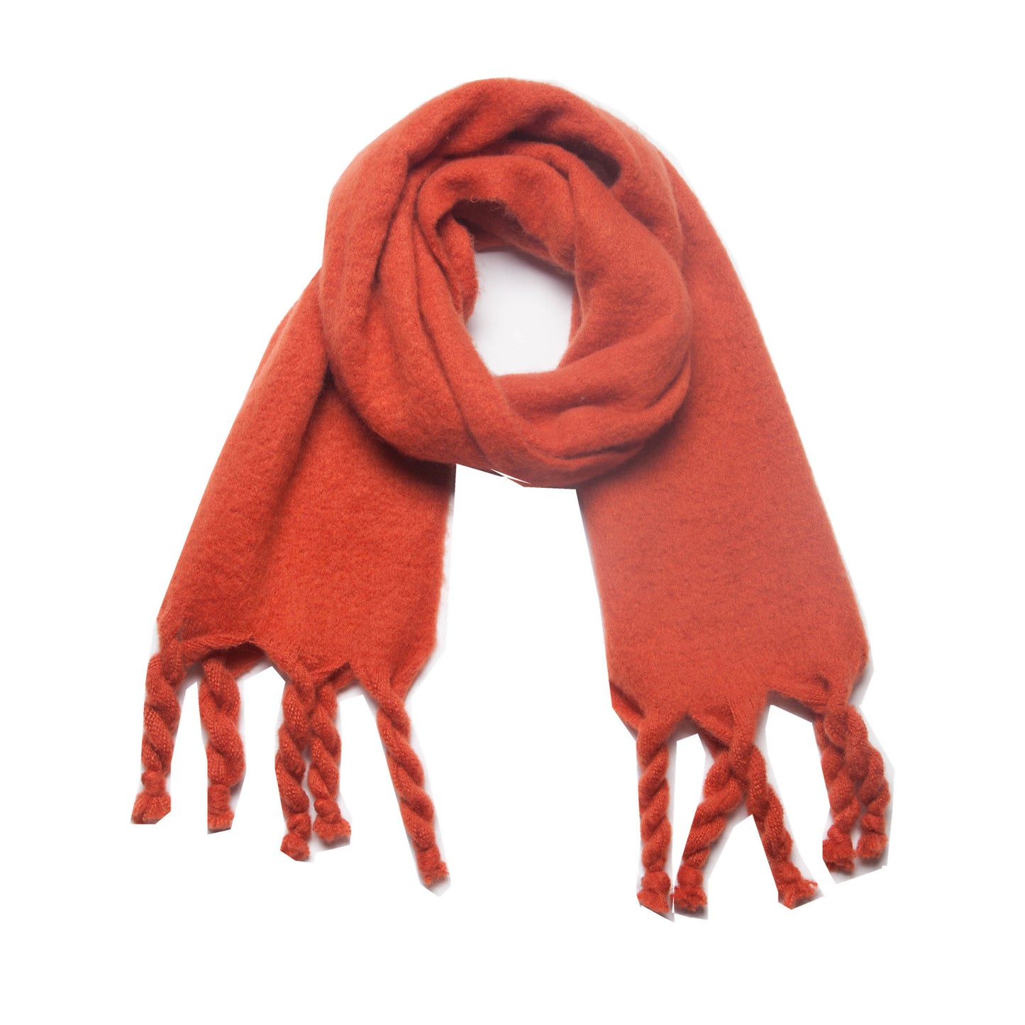 Knotted Fringe Trim Wide Scarf