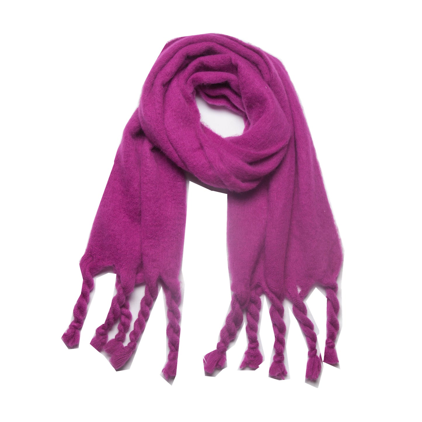 Knotted Fringe Trim Wide Scarf