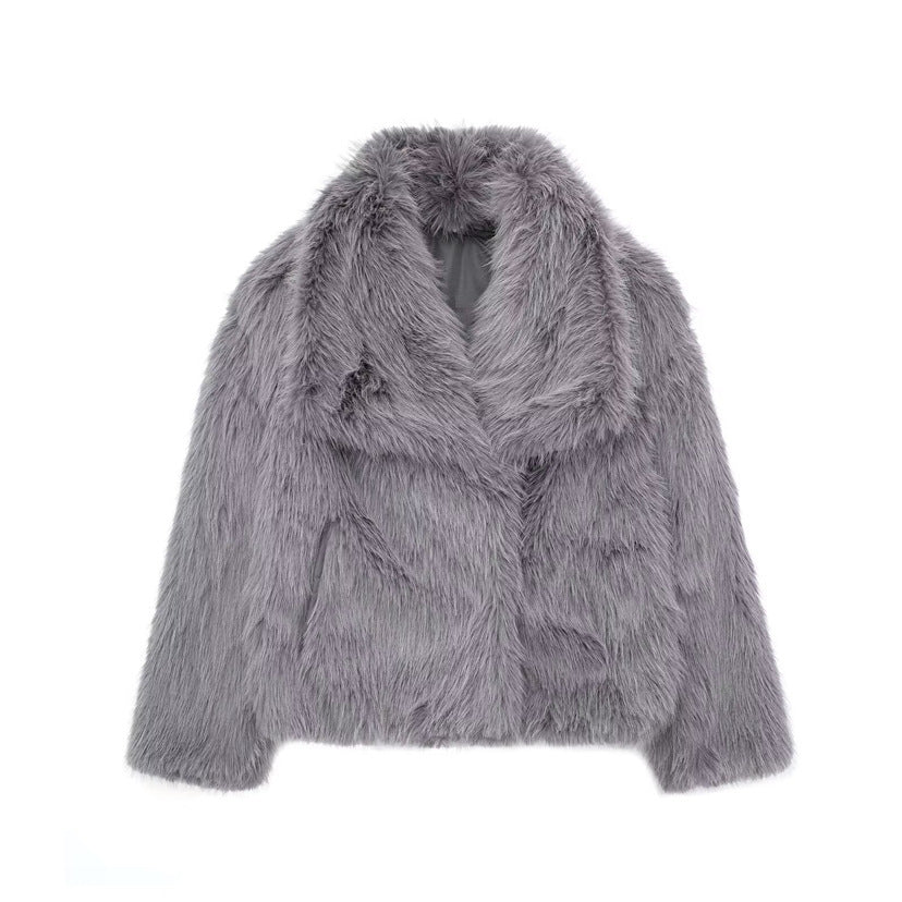 Faux Fur Loose Fitted Fur Jacket
