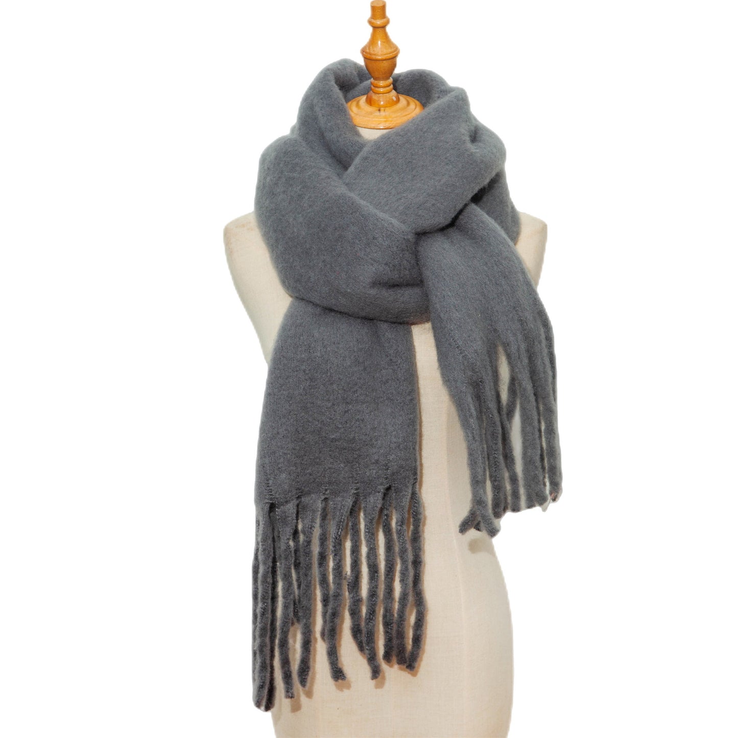 Fringe Trim Wide Knit Scarf