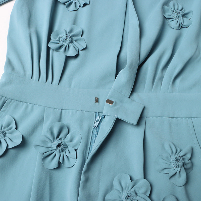 Long Sleeve 3-D Rosette Romper