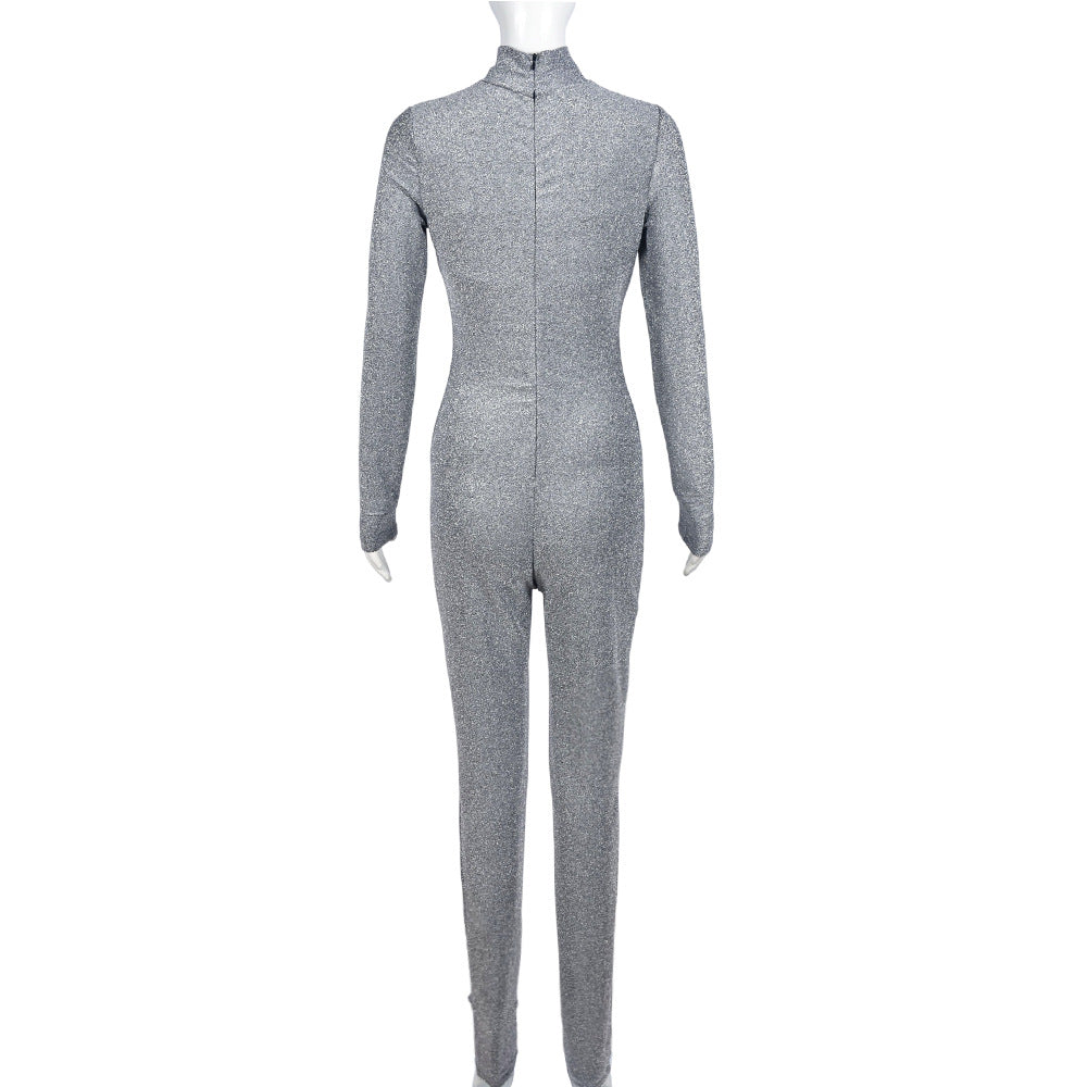 Space Dye Cut Out Long Sleeve Jumpsuit