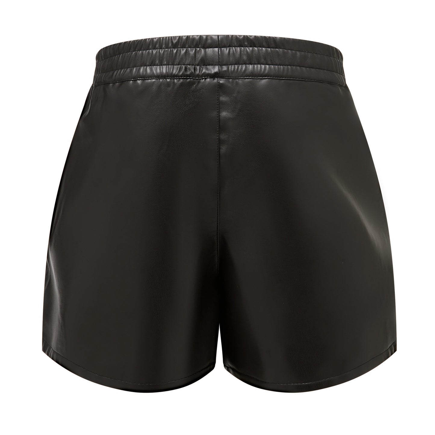 Elastic Waistband Faux Leather Shorts
