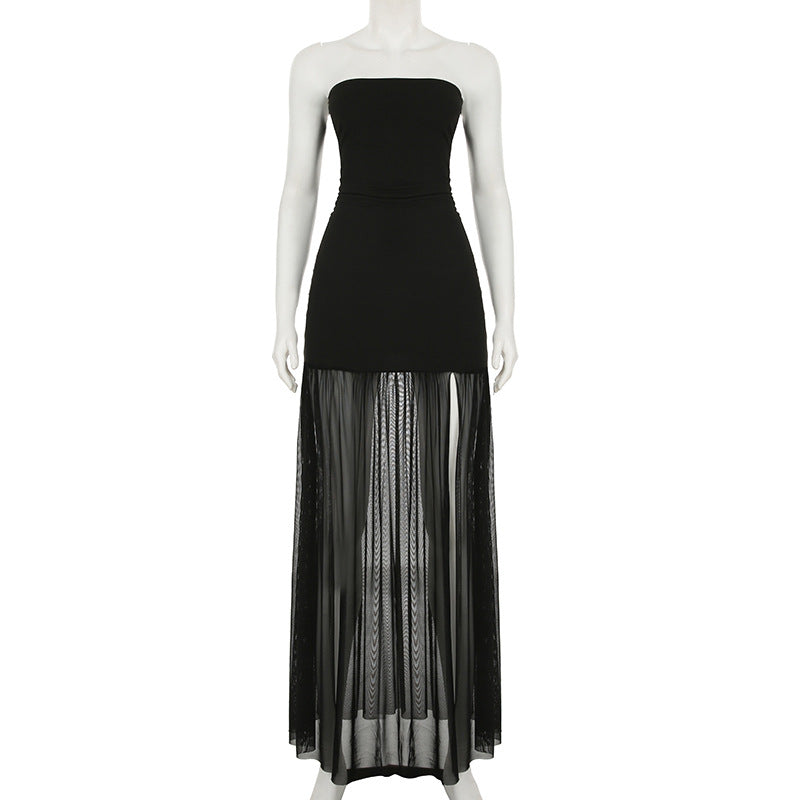 Tube Sheer Skirt Maxi Dress