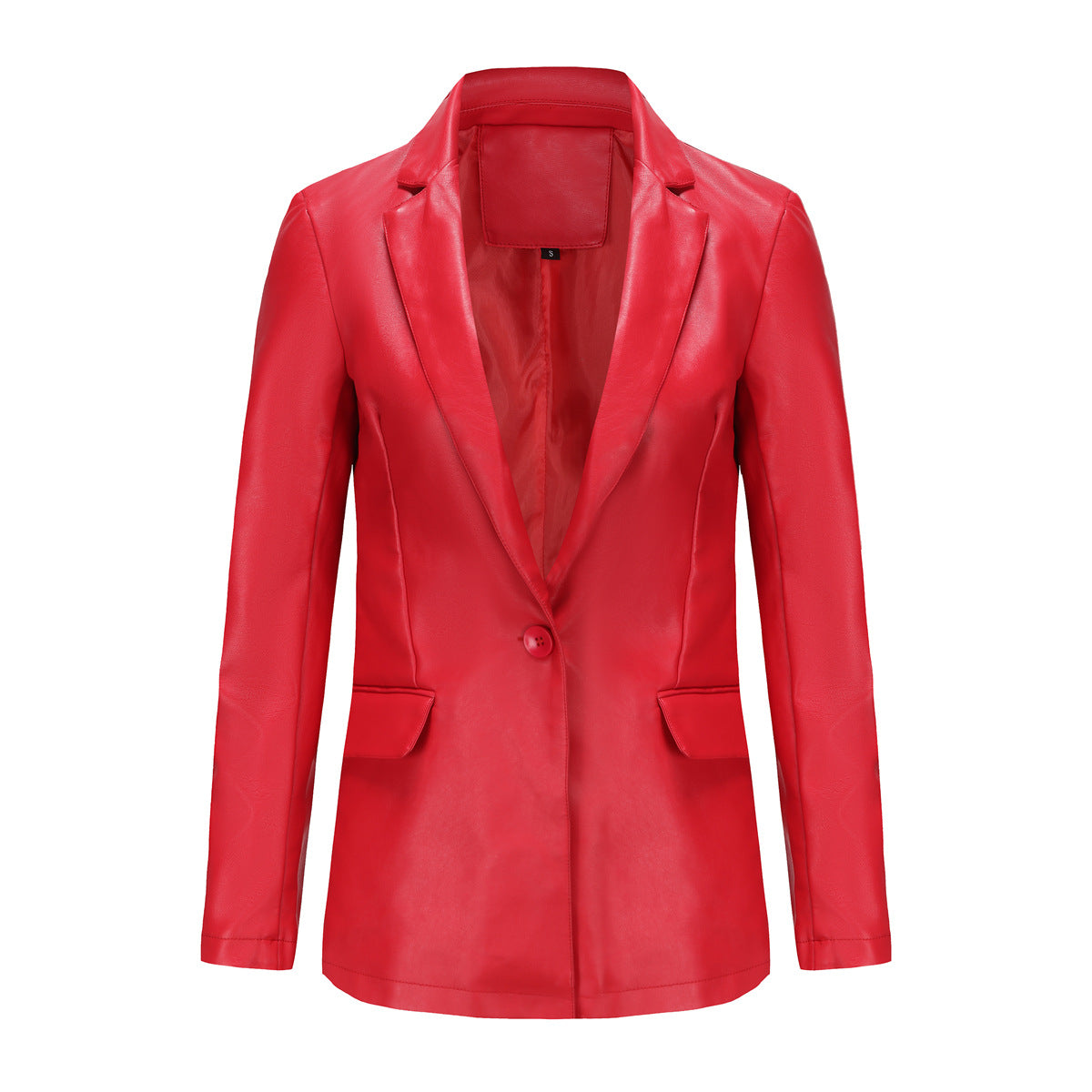 Long Sleeve Single Button PU Blazer