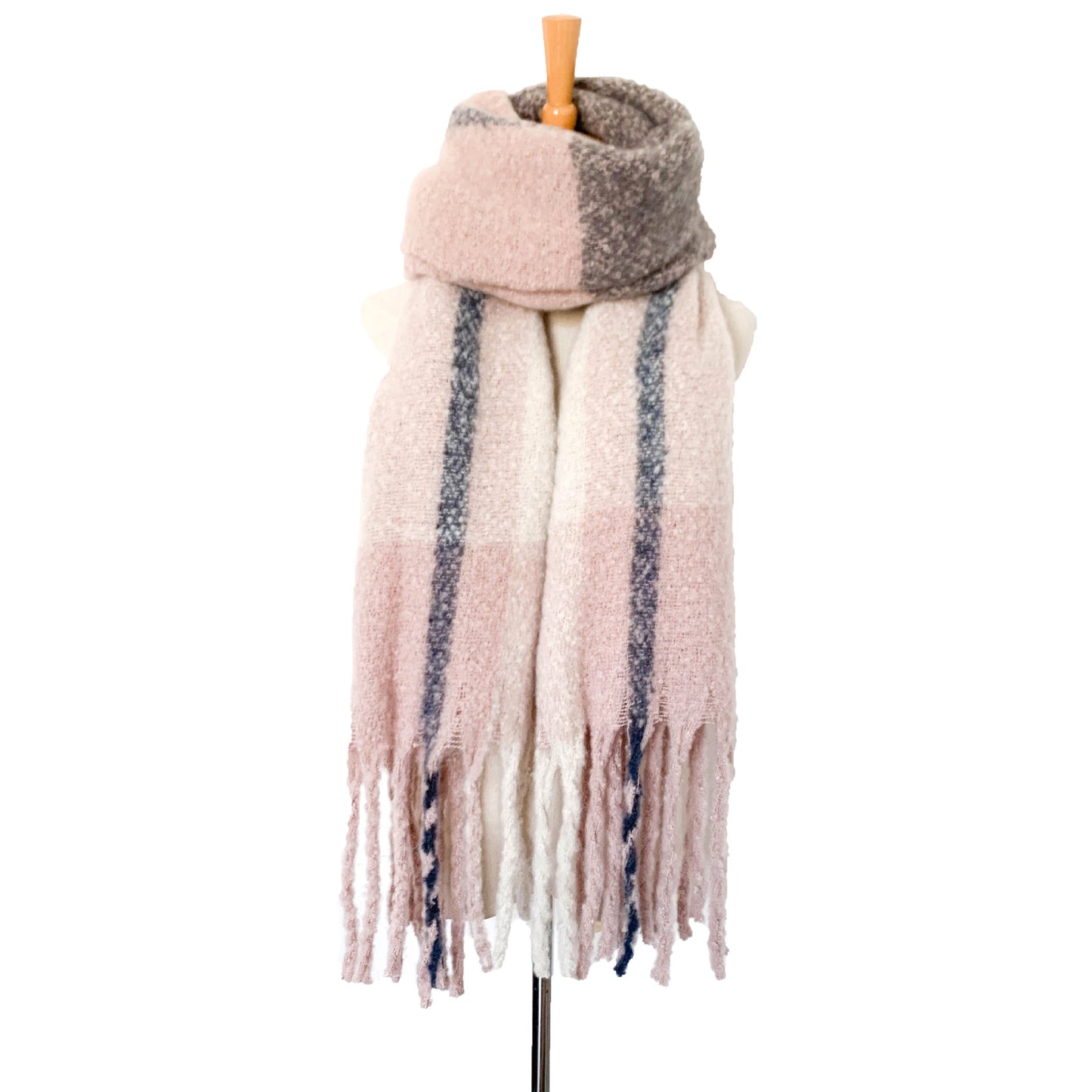 Thick Tassel Color Block Scarf