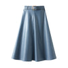 A Line PU Belted Midi Skirt