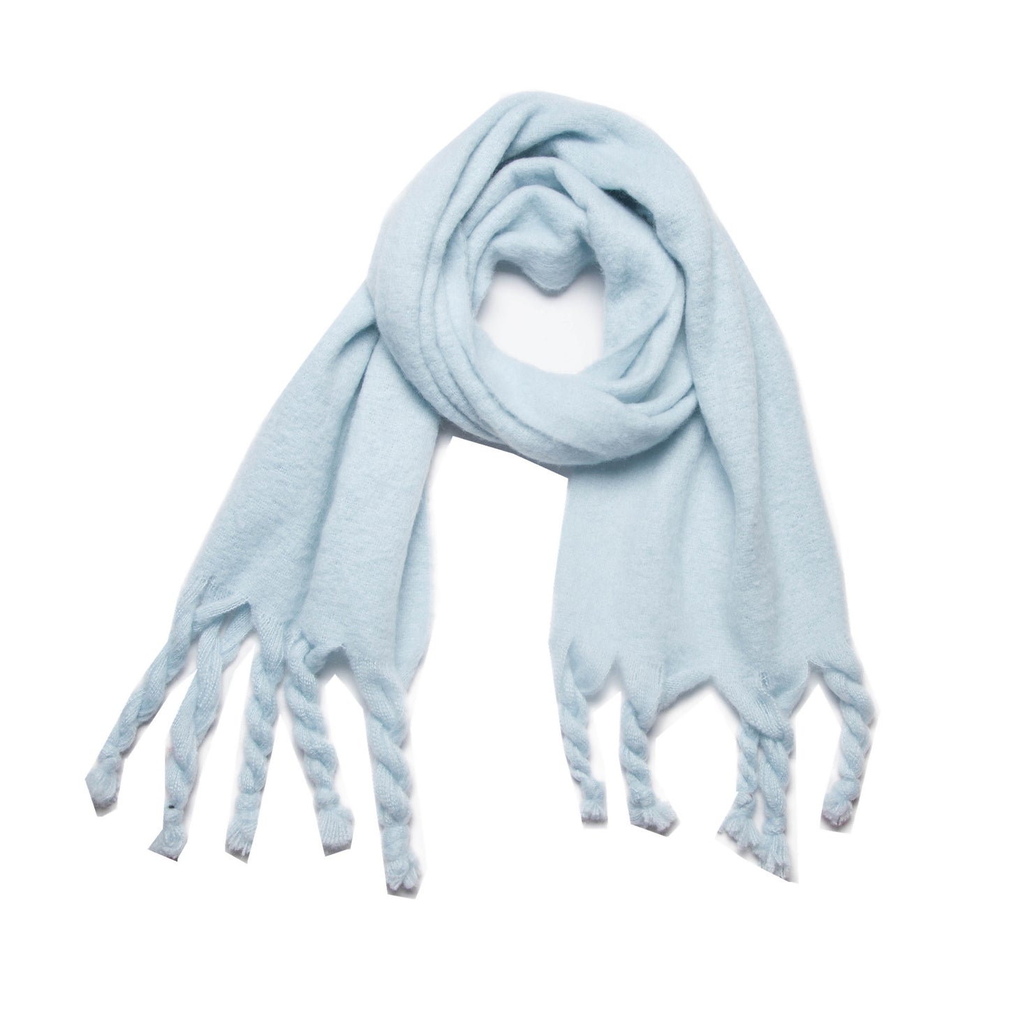 Knotted Fringe Trim Wide Scarf