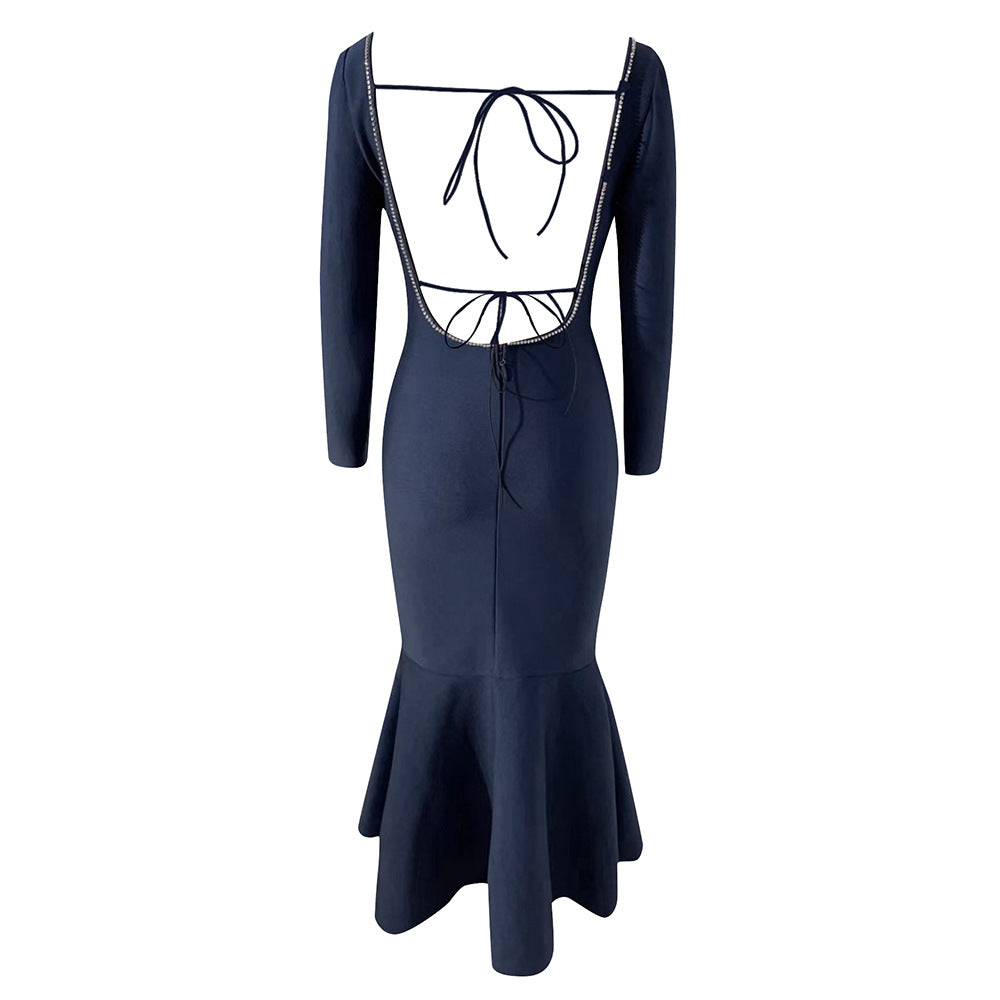 knee length dresses for ladies Plum Backless Fishtail Midi Dress – AX Paris US main image 1