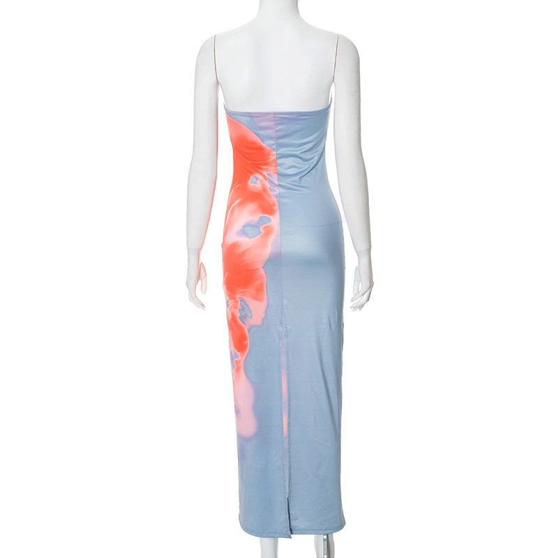 Floral Print Strapless Maxi Dress