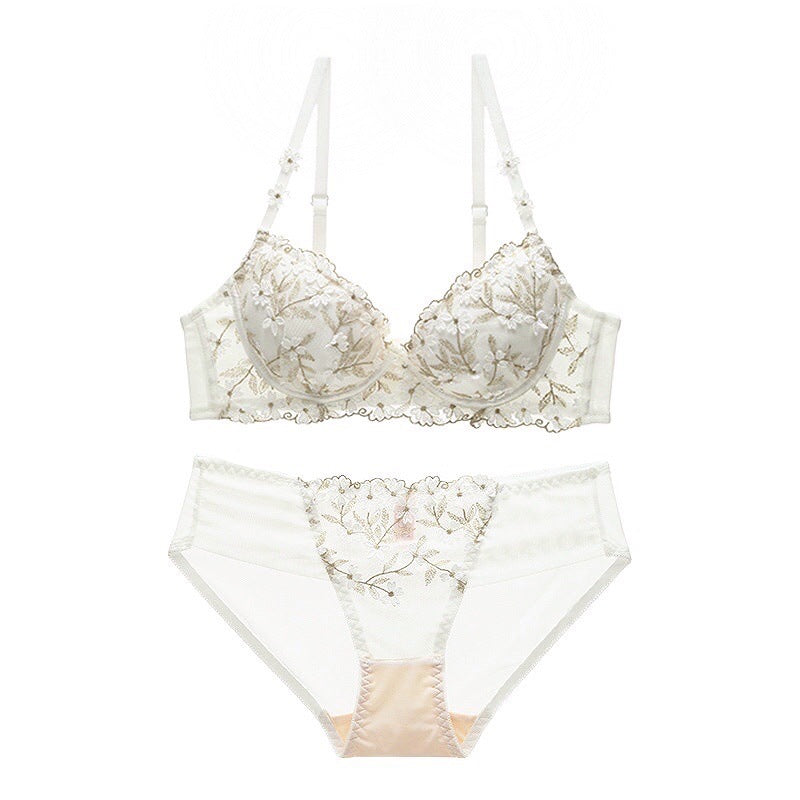 Floral Push Up Bra and Briefs Set