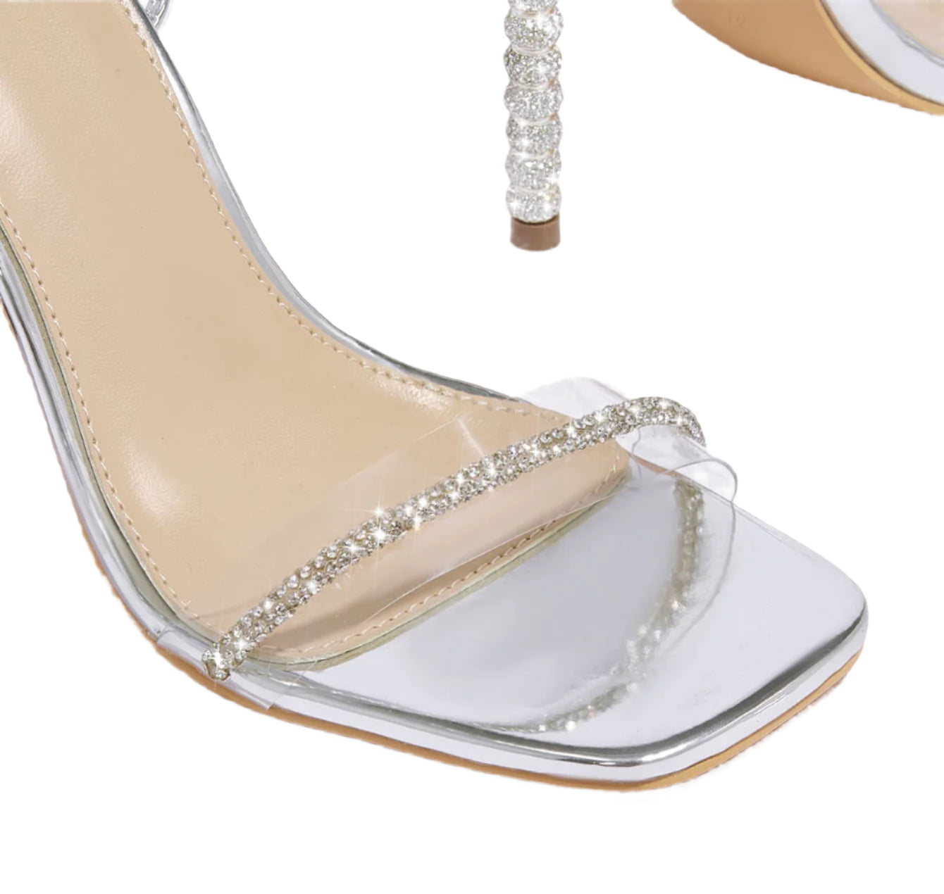 Tied Ankle Rhinestone Strappy High Heels
