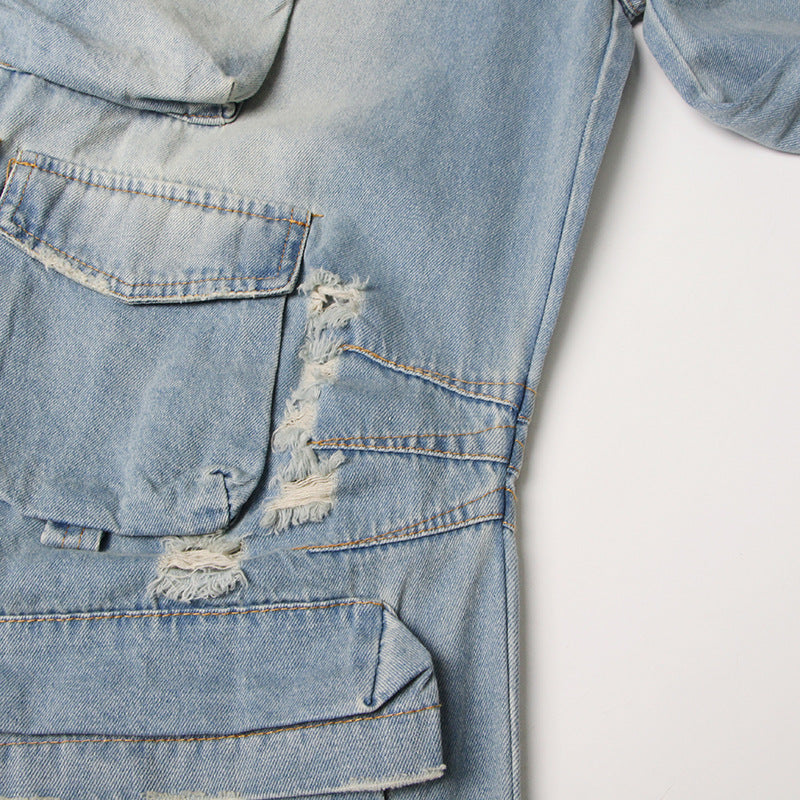 Strapless Denim Button Up Jumpsuit
