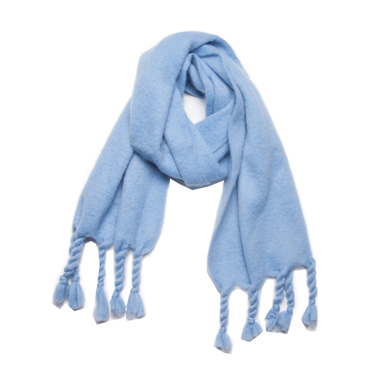Knotted Fringe Trim Wide Scarf