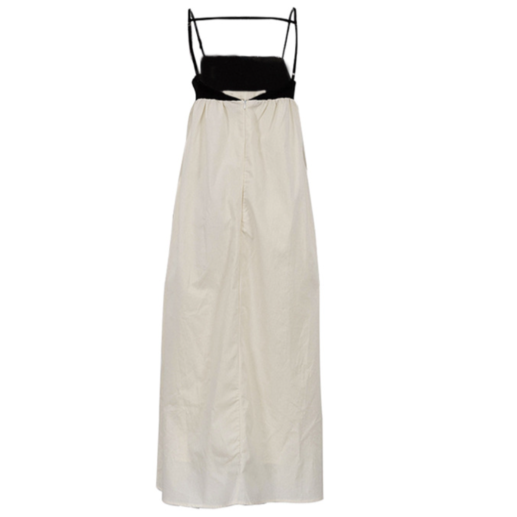 Color Block Spaghetti Strap A Line Maxi Dress