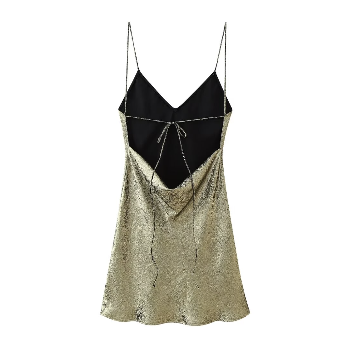 Tied Back Spaghetti Strap Mini Dress - Shop Style Shark Gold / XS Tied Back Spaghetti Strap Mini Dress - Shop Style Shark Gold / XS