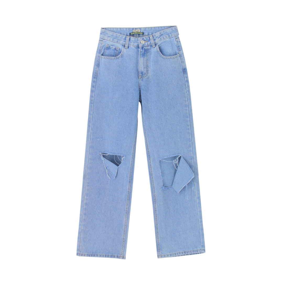 Straight Leg Distressed Jeans