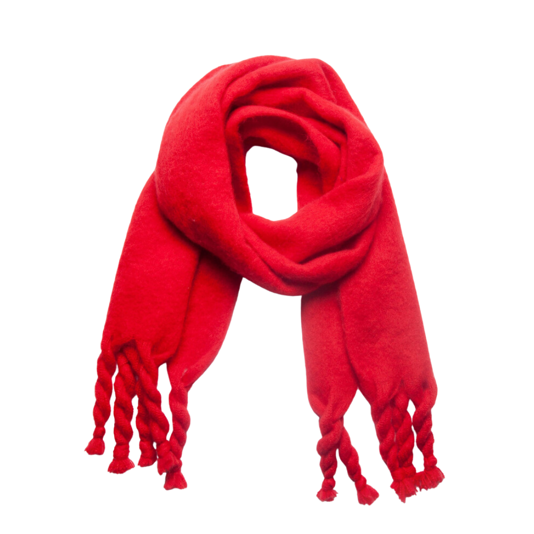 Knotted Fringe Trim Wide Scarf