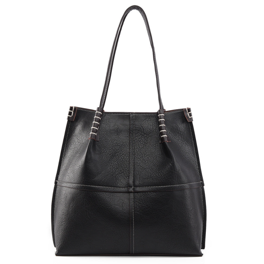 Textured Faux Leather Shopping Tote