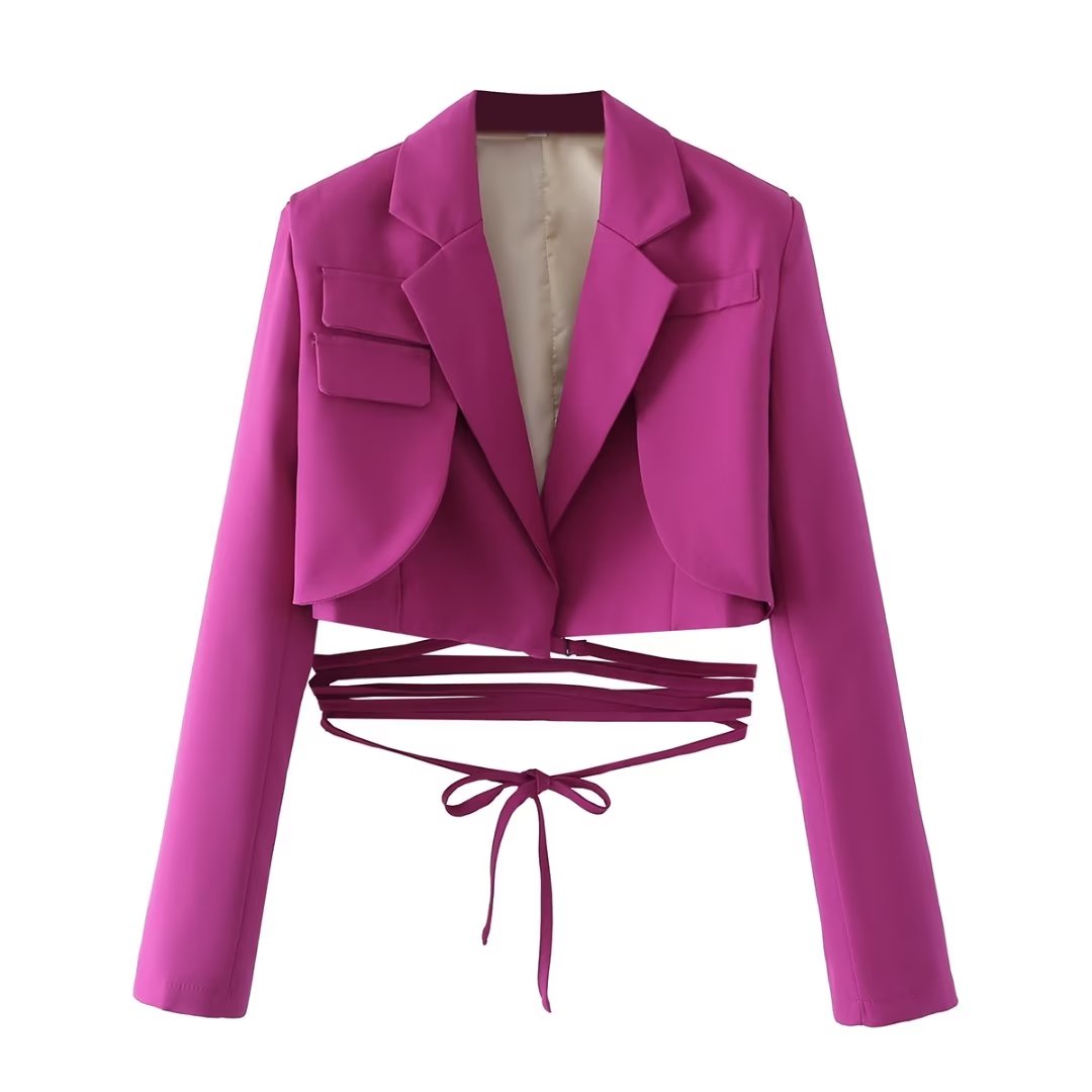 Lace Bottom Cropped Blazer