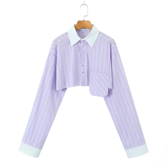Long Sleeve Button Up Striped Top