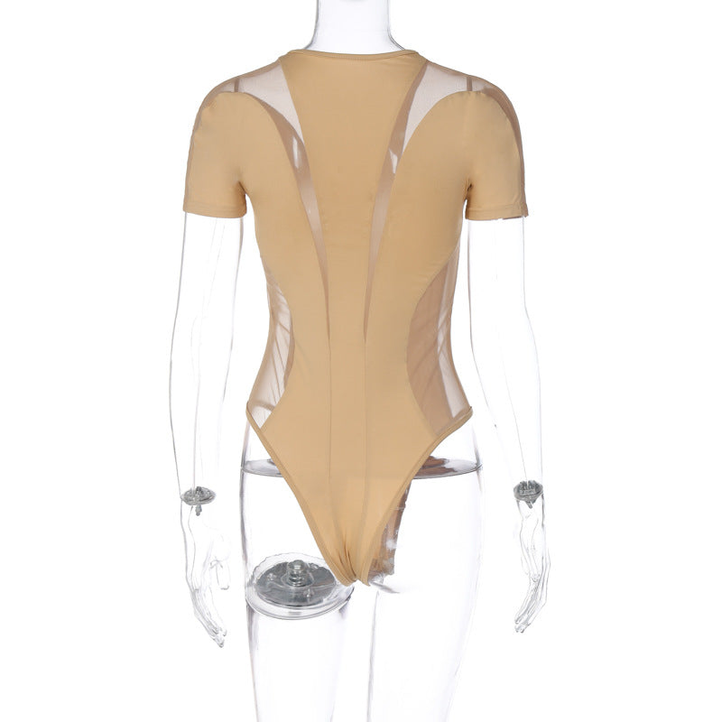 Mesh Insert Short Sleeve Bodysuit