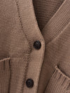 Large Pocket Drop Shoulder Cardigan Sweater