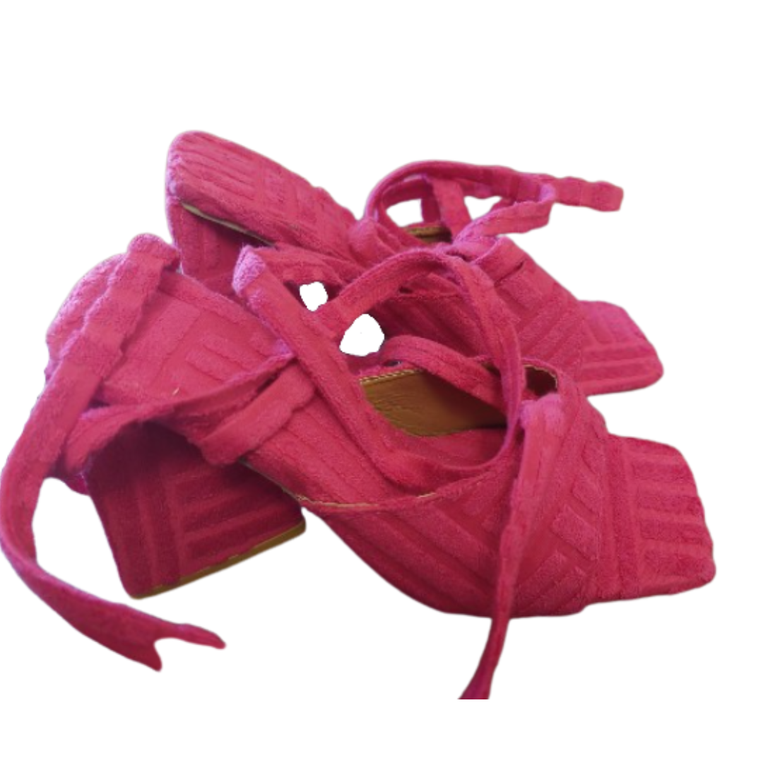 Lace-Up Multi Strap Open Toe Chunky Heel