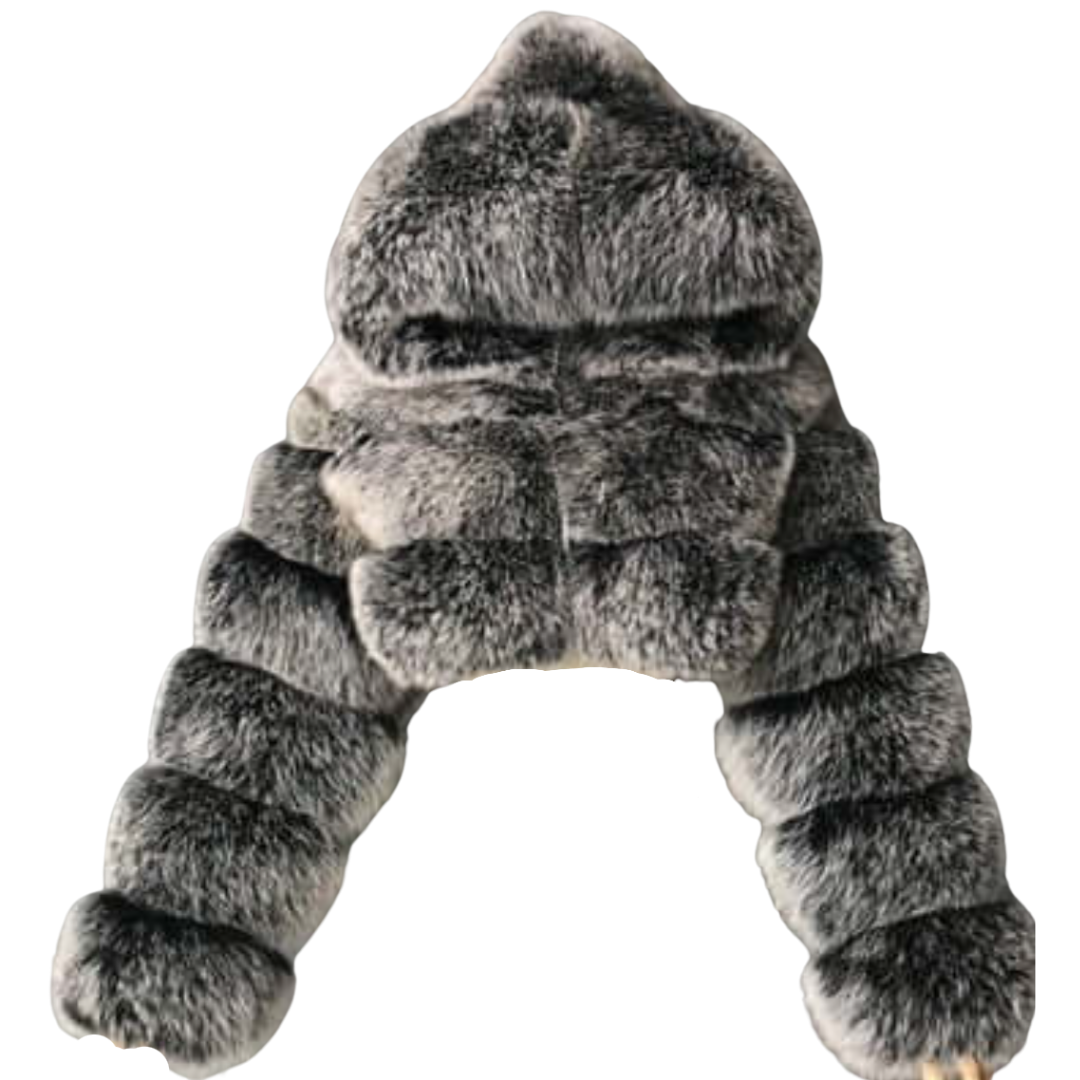 Faux Fur Hooded Cropped Coat