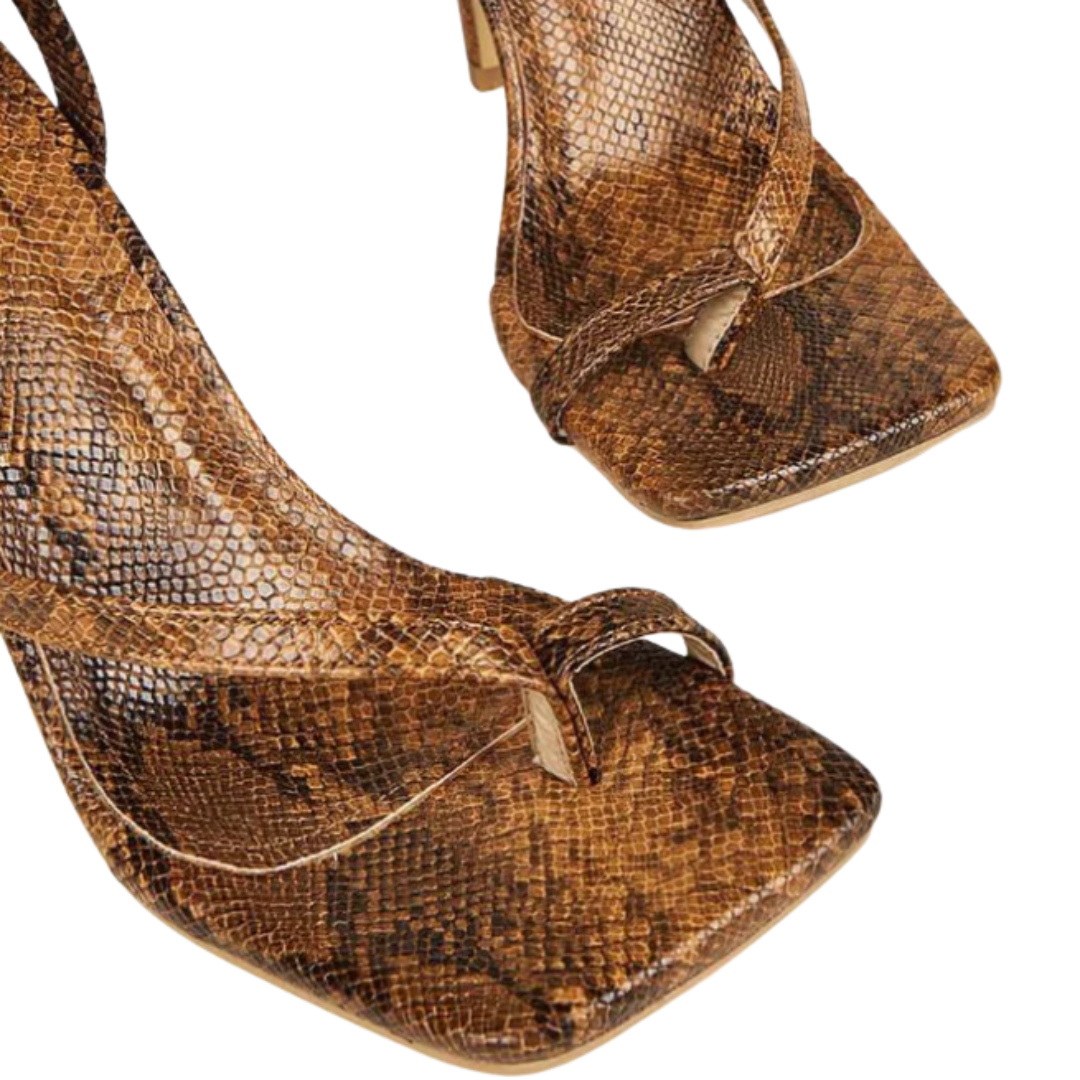 Snakeskin wrap heels on sale