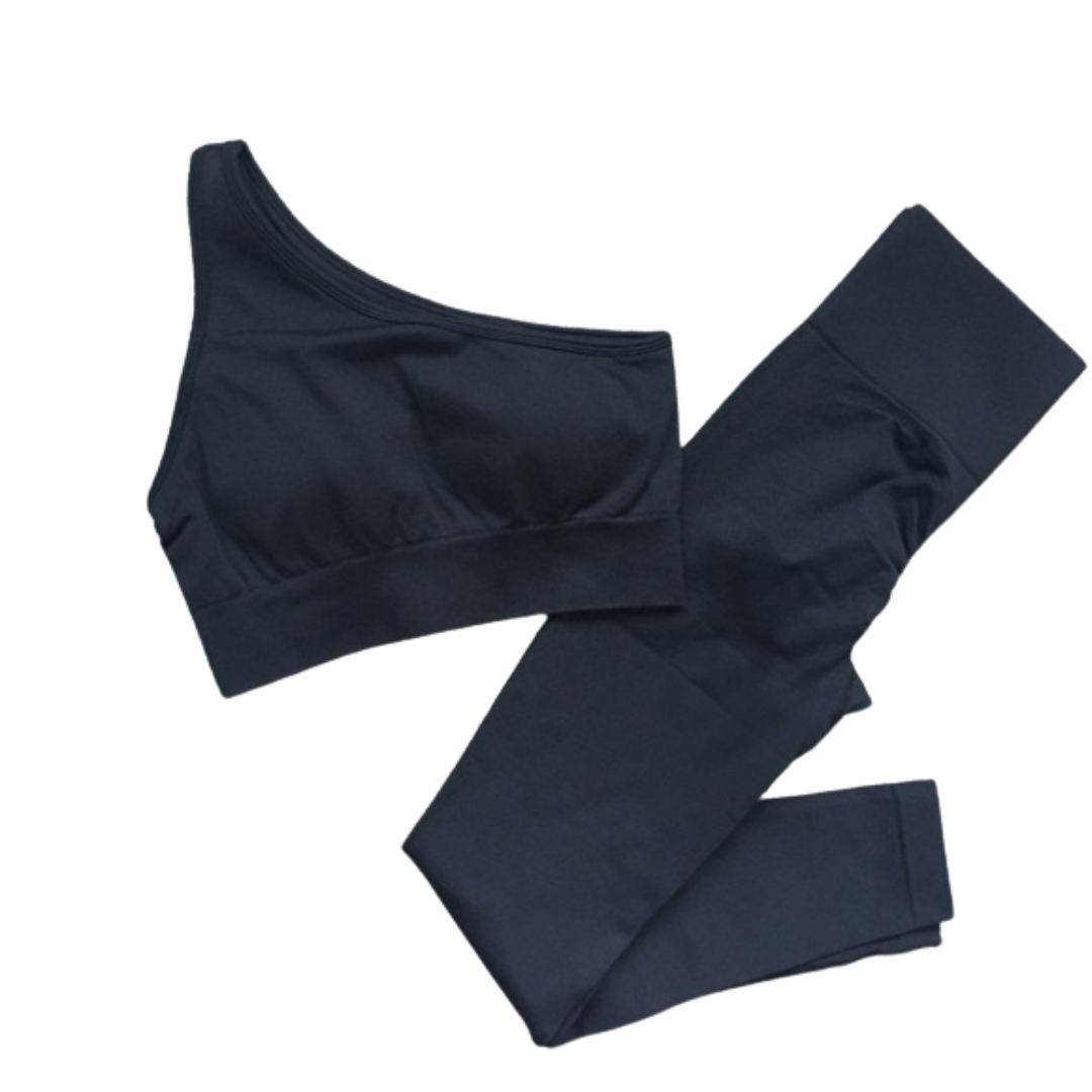 Seamless One Shoulder Sports Bra and Leggings Set