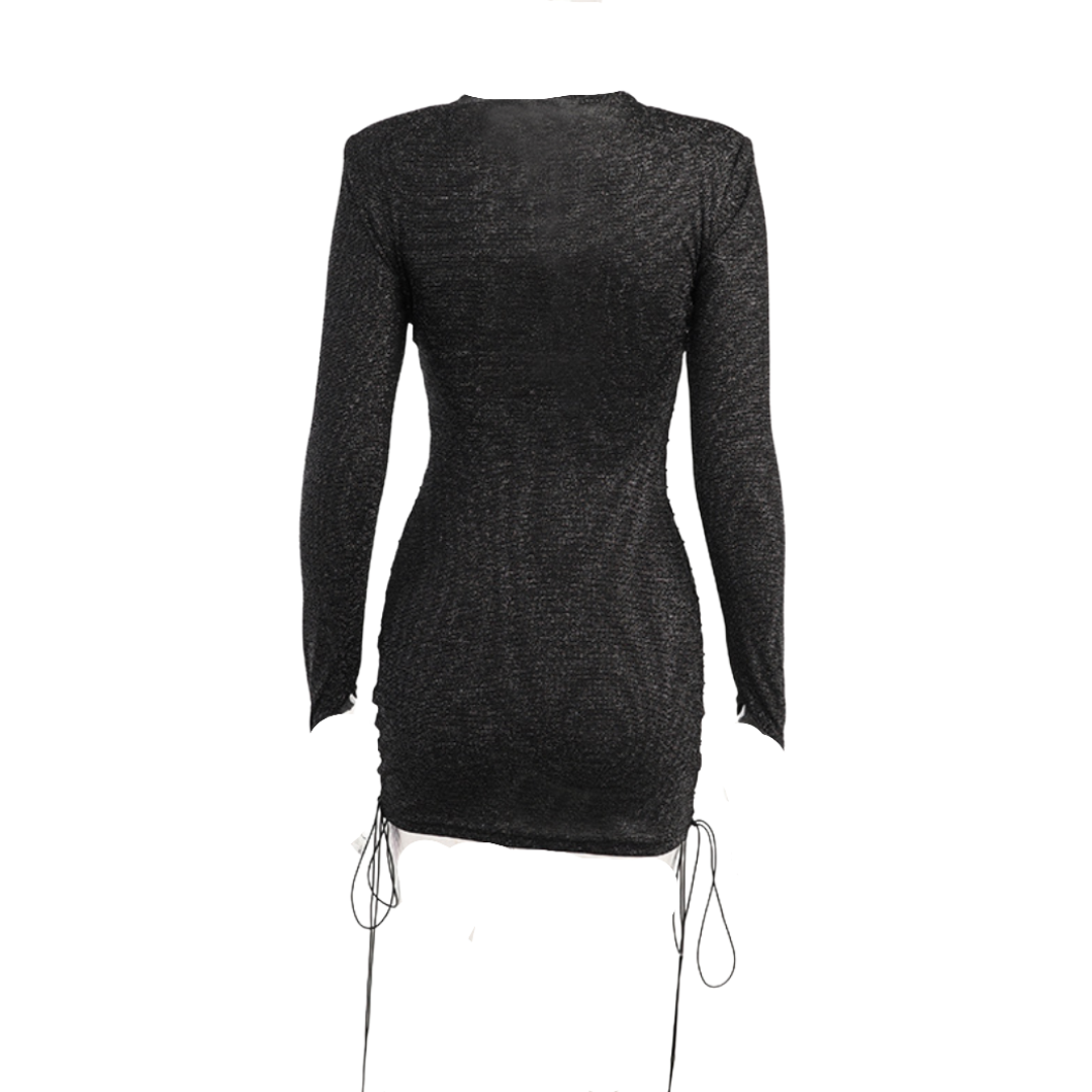 Shimmer Fabric Lace Up Bodycon Mini Dress