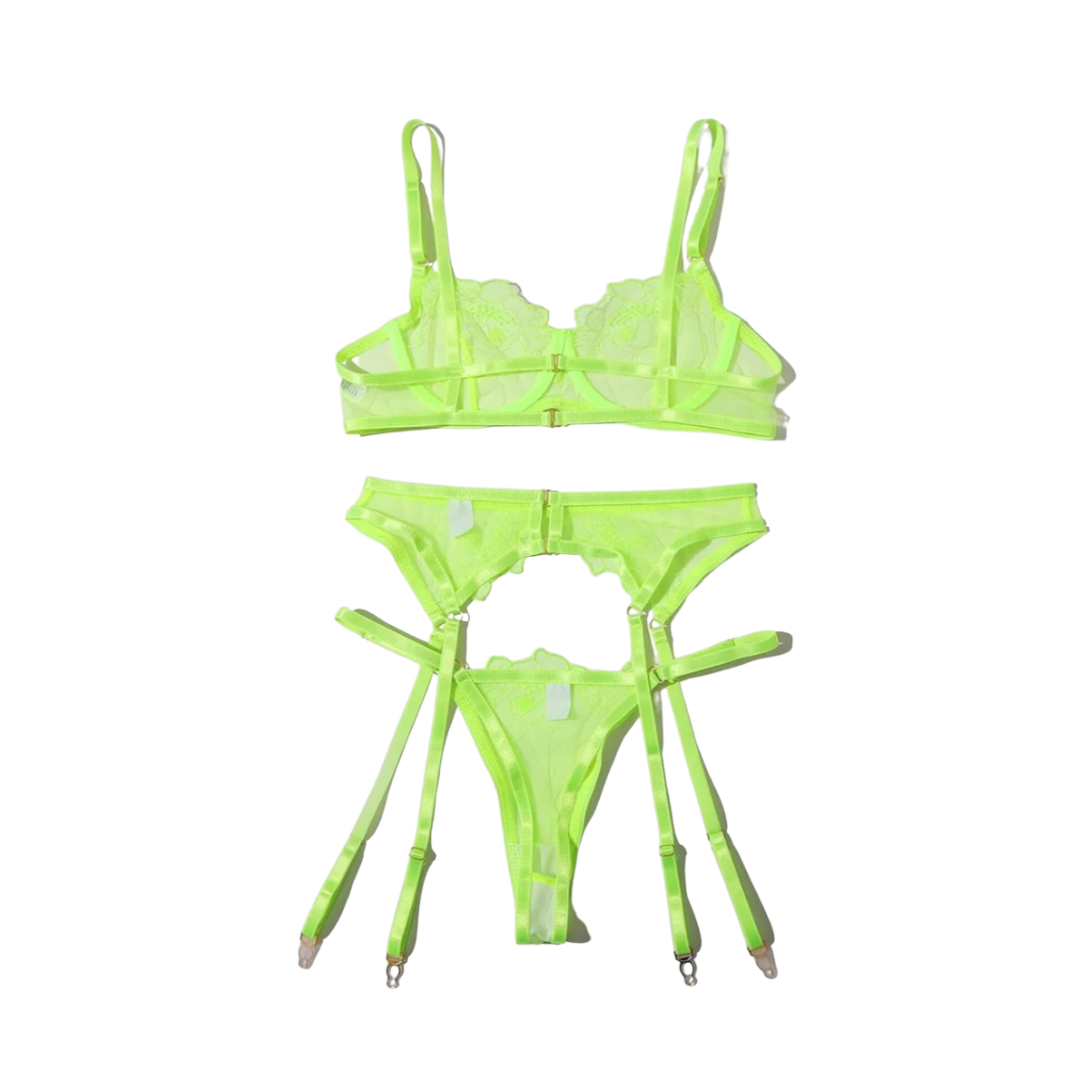 Neon Bra Panty and Garter Set – Shop Style Shark
