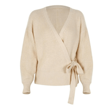  Cream Knit Wrap Sweater