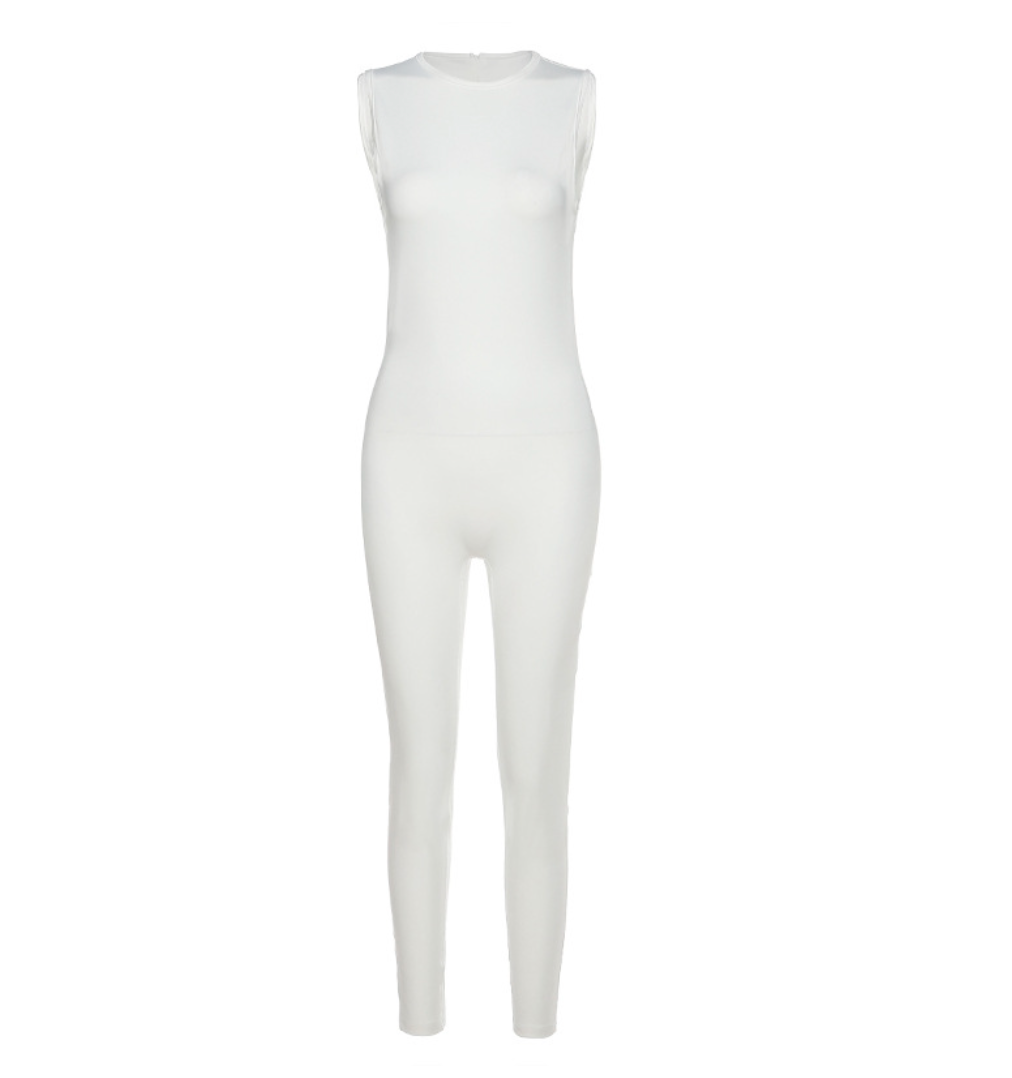 Racer Neckline Jumpsuit